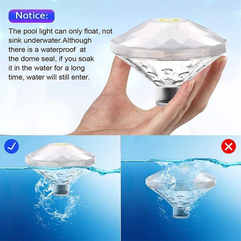 ELECDON 2 Pieces Swimming Pool Lights Floating Pool Lights Underwater Waterproof Lights LED Pool Accessories with 7 Modes for Disco Pool Party, Pond Decor Decoration, Hot Tub Bath Toys - Image 5