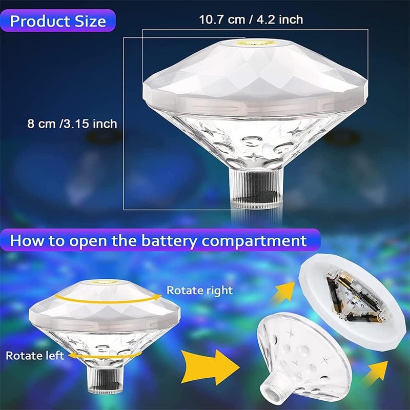 ELECDON 2 Pieces Swimming Pool Lights Floating Pool Lights Underwater Waterproof Lights LED Pool Accessories with 7 Modes for Disco Pool Party, Pond Decor Decoration, Hot Tub Bath Toys - Image 2