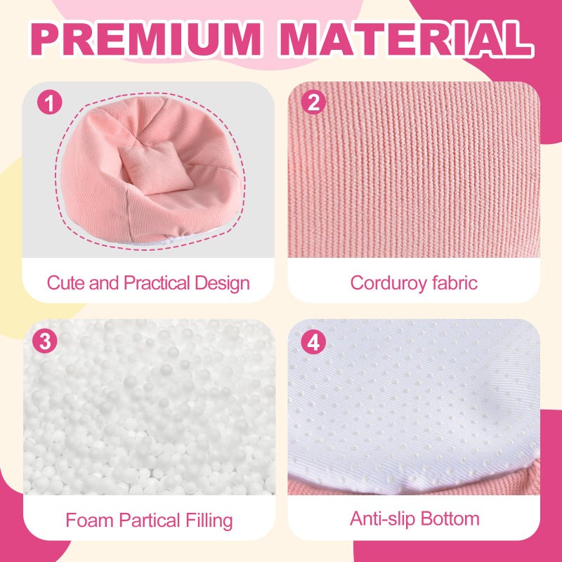 Ciunura Doll Car Seat for LABUBU, Handmade Bean Bag Sofa with Blue Earphone, Anti-Slip Bottomï¼ŒCute Dispaly Accessories for 5.9-6.7in Dolls(Pink) - Image 3