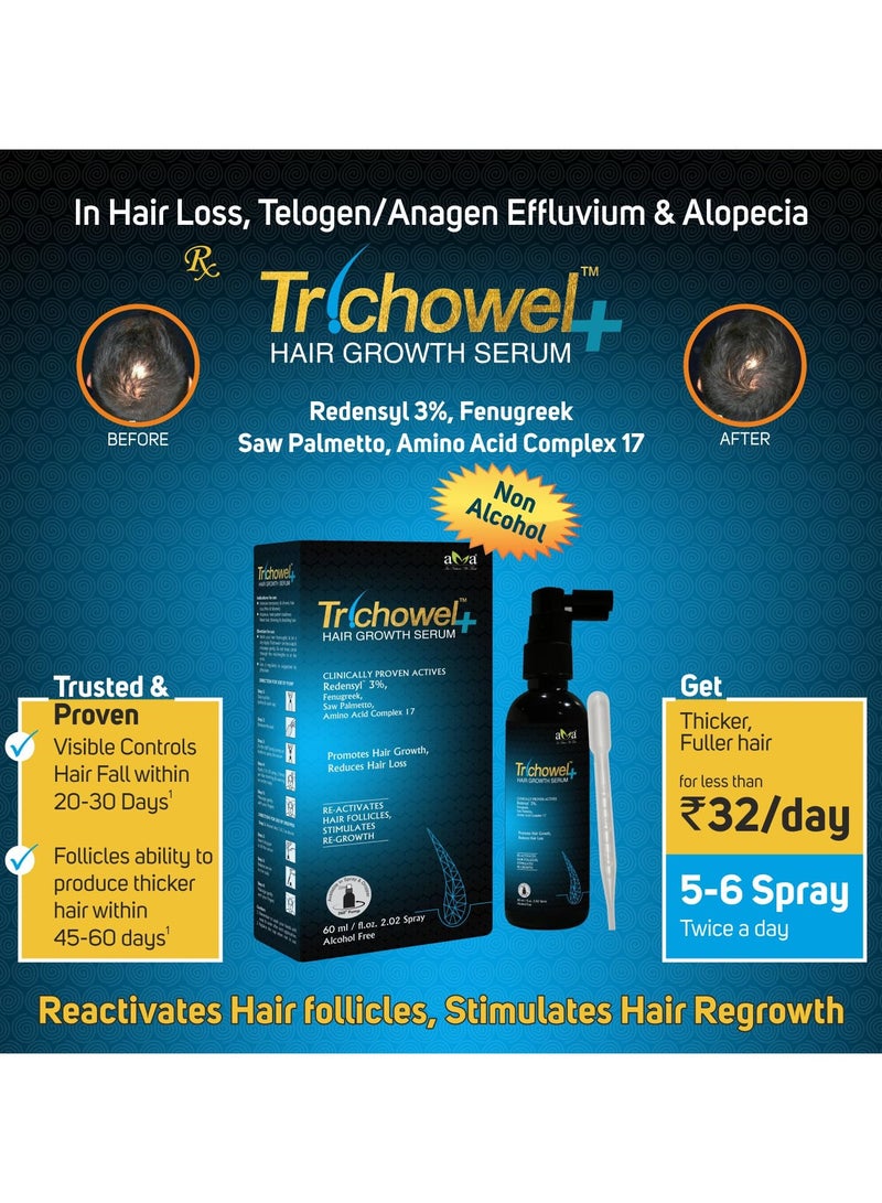 Vegetal Trichowel+ Hair Growth Serum, 50ml, Alcohol-Free, Promotes Hair Growth & Reduces Hair Loss - Image 2