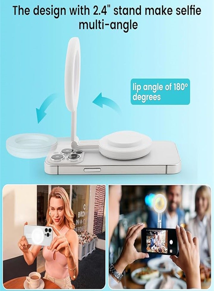 【2 in 1】New Portable Magnetic Phone Selfie Light and Holder, 3 Modes Colorful LED Fill Light for Mobile Phones, iPhones, iPads, Laptops, Suitable for Makeup, TikTok, Selfie, Vlog  - Image 3