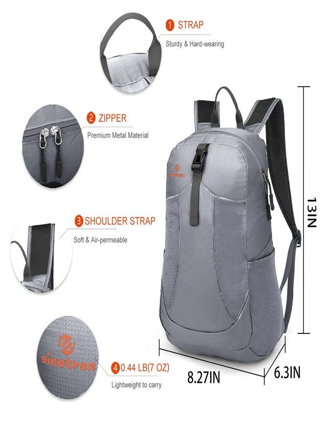 sinotron 22L Lightweight Packable Hiking Backpack, Small Hiking Backpack Day Pack for Women Men Travel Camping Vacation, Gray - Image 2