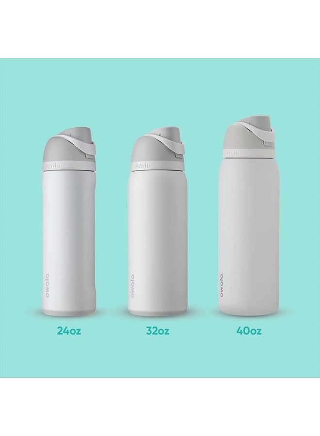 زجاجة ماء معزولة من الفولاذ المقاوم للصدأ FreeSip مع قشة للرياضة والسفر والمدرسة خالية من BPA، 40 أونصة، داكنة جداً جداً - Image 5