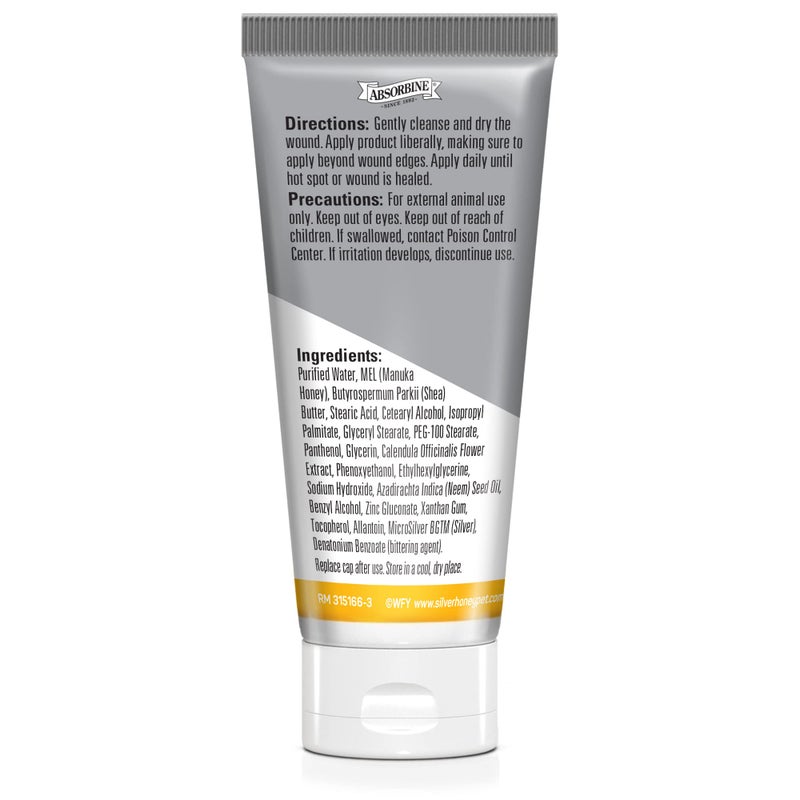 Absorbine Silver Honey Hot Spot & Wound Care Ointment for Dogs, Cats, Small Animals, 2oz Tube - Image 2