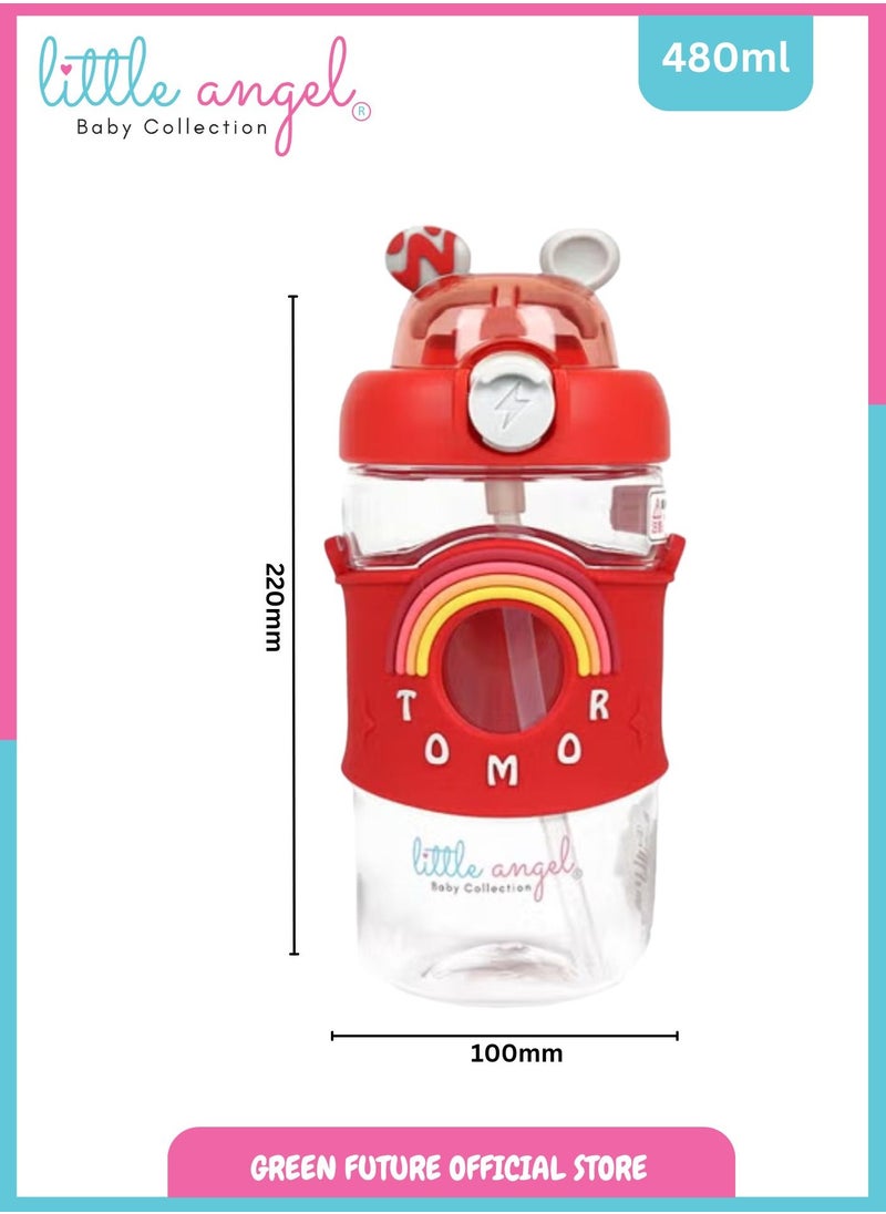 Little Angel Kids Water Bottle with Straw – 480ml BPA-Free, Leak-Proof, Portable Rainbow Design for Girls & Boys | Perfect for School, Sports, and Outdoor Activities  - Image 4