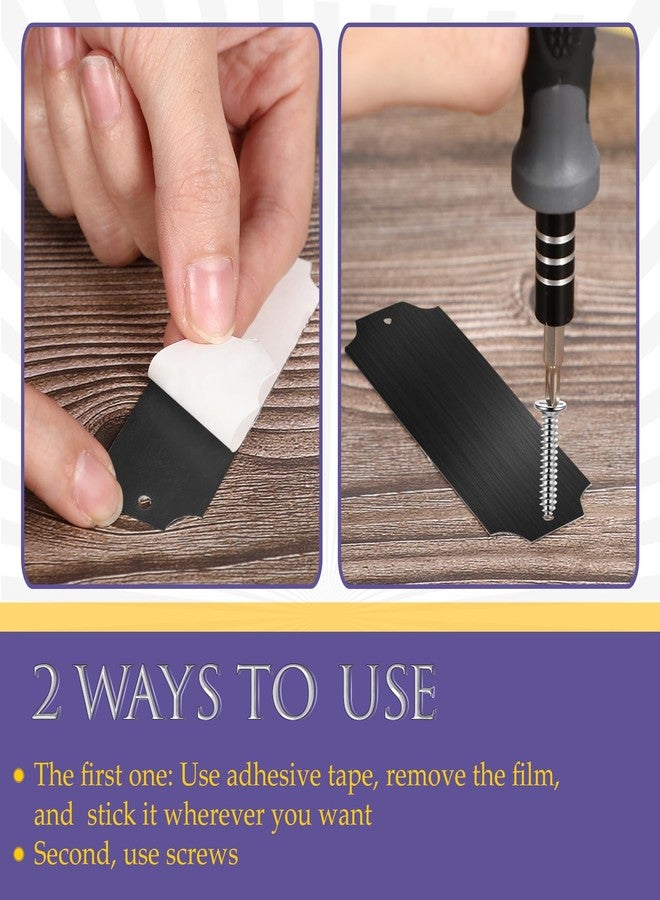 Yaocom ياوكوم 12 قطعة لوحات اسم محفورة، لوحة معدنية صلبة مصقولة بالليزر، لوحة شخصية فارغة، إطار بطاقة اسم مخصص مع ظهر لاصق ومسامير للتركيب الذاتي (زاوية سوداء مشقوقة، 1 بوصة × 3 بوصة) - Image 4