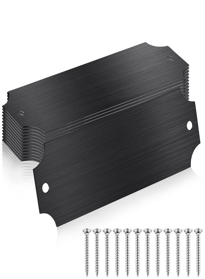 Yaocom ياوكوم 12 قطعة لوحات اسم محفورة، لوحة معدنية صلبة مصقولة بالليزر، لوحة شخصية فارغة، إطار بطاقة اسم مخصص مع ظهر لاصق ومسامير للتركيب الذاتي (زاوية سوداء مشقوقة، 1 بوصة × 3 بوصة) - Image 1