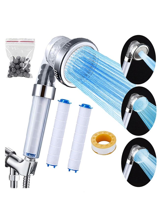 ABJ High Pressure Handheld Shower Head 3 Modes Water Saving Filtered Ionic Shower Head With PP Cotton Filter Extra Stones Easy Install Ideal For Spa Hair Therapy  - Image 1