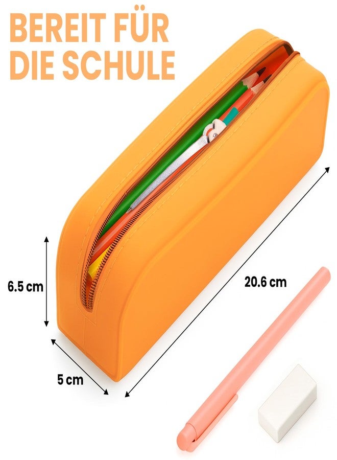 ZENO Silicone Pencil Case - Aesthetic Pencil Pouch for Women & Teens - Cute Pen Case, Pink Makeup Bag, Travel Pouch, Small Stationary Organizer, Pencil Box - Pink Sunset - Image 3
