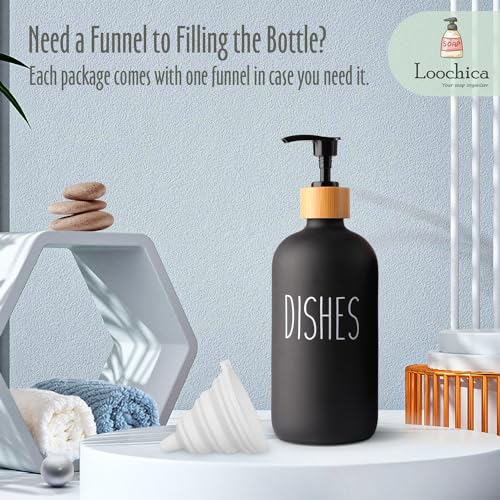 LOOCHICA Black Glass Kitchen Soap Dispenser, Detergent Dispenser or Dish Soap Dispenser for Kitchen Sink, Black Soap Dispenser, Modern Farmhouse Decor Dish Soap Pump for Kitchen Organization - Image 3