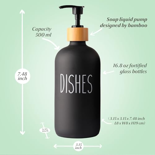 LOOCHICA Black Glass Kitchen Soap Dispenser, Detergent Dispenser or Dish Soap Dispenser for Kitchen Sink, Black Soap Dispenser, Modern Farmhouse Decor Dish Soap Pump for Kitchen Organization - Image 4