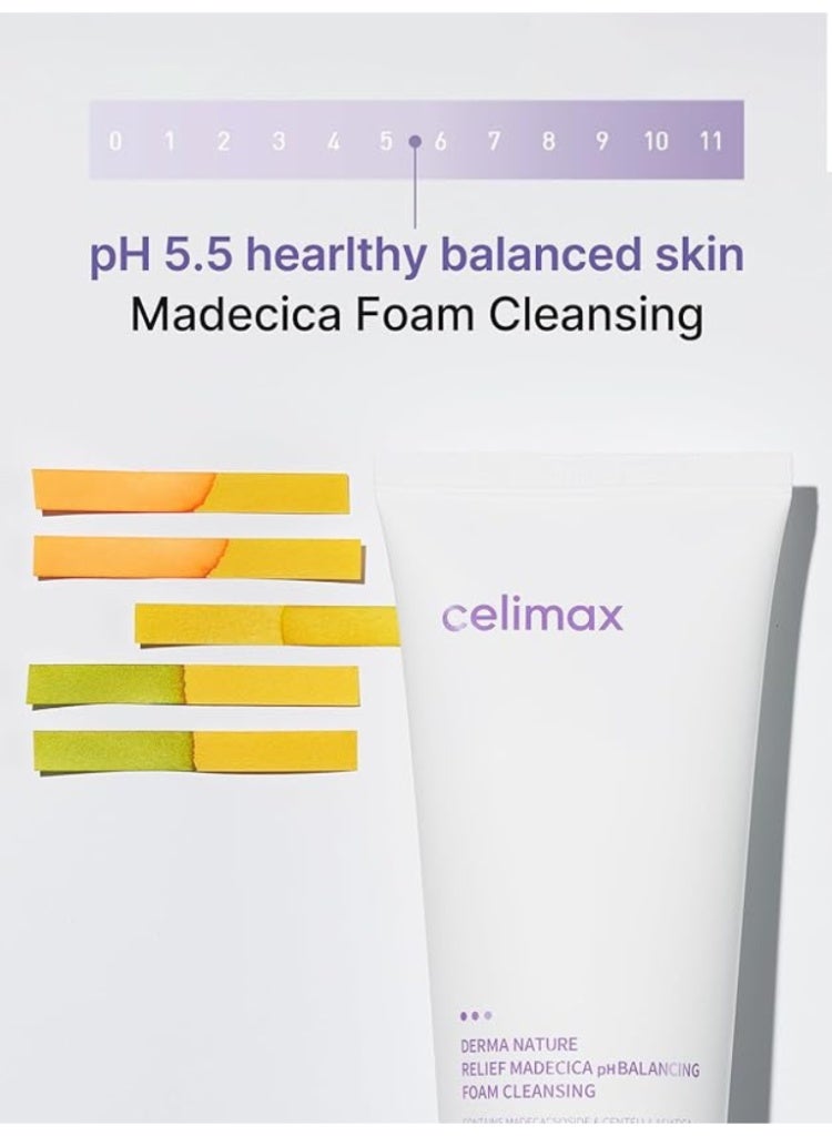 Celimax Derma Nature Relief Madecica pH Balancing Foam Cleansing – Soothing Deep Cleanser - Image 3