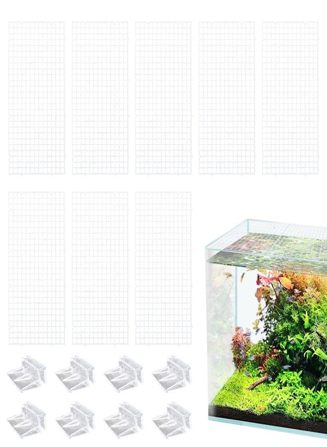 MHLLGN 8 Pack Transparent Acrylic Tank Lid with Clips, Aquarium Lid Hood, Fish Tank Top Cover, Breeder Tank Lid, Acrylic Grid Panel Fish Tank Lid, Aquarium Cover Lid - Image 1