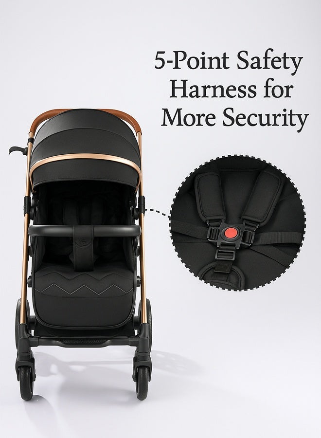 ريوليو عربة أطفال ثنائية الاتجاه | ممتص صدمات ممتاز | مواجهة للأمام والخلف | مظلة ومقعد كبير | حزام أمان بخمس نقاط | حامل كوب | سلة كبيرة | قابلة للطي بسرعة | من 0 إلى 36 شهرًا | رمادي - Image 4