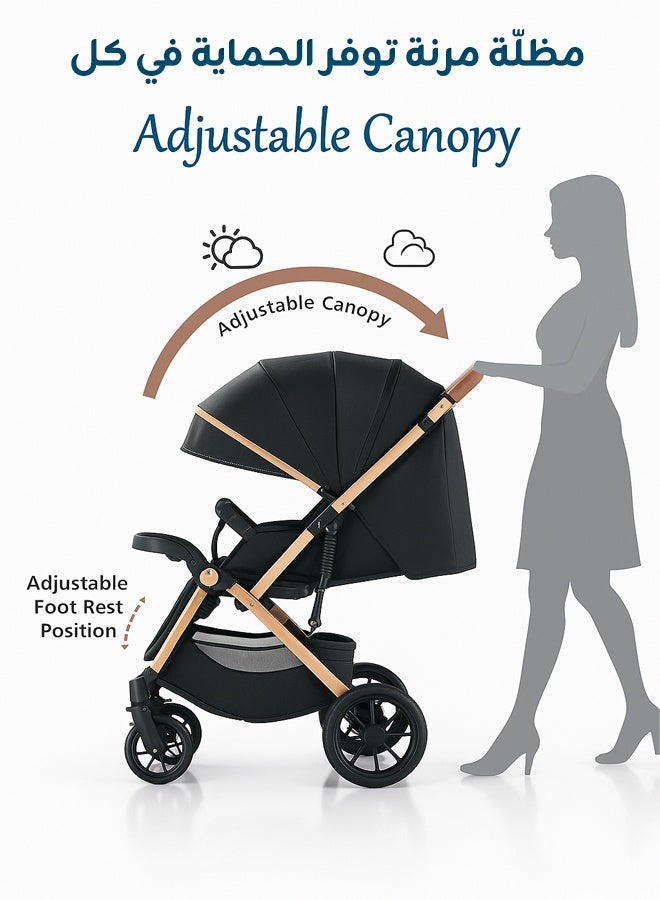 ريوليو عربة أطفال ثنائية الاتجاه | ممتص صدمات ممتاز | مواجهة للأمام والخلف | مظلة ومقعد كبير | حزام أمان بخمس نقاط | حامل كوب | سلة كبيرة | قابلة للطي بسرعة | من 0 إلى 36 شهرًا | رمادي - Image 3