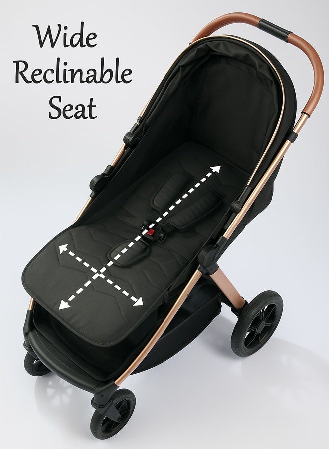 ريوليو عربة أطفال ثنائية الاتجاه | ممتص صدمات ممتاز | مواجهة للأمام والخلف | مظلة ومقعد كبير | حزام أمان بخمس نقاط | حامل كوب | سلة كبيرة | قابلة للطي بسرعة | من 0 إلى 36 شهرًا | رمادي - Image 5