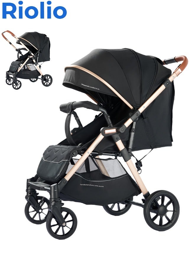 ريوليو عربة أطفال ثنائية الاتجاه | ممتص صدمات ممتاز | مواجهة للأمام والخلف | مظلة ومقعد كبير | حزام أمان بخمس نقاط | حامل كوب | سلة كبيرة | قابلة للطي بسرعة | من 0 إلى 36 شهرًا | رمادي - Image 1