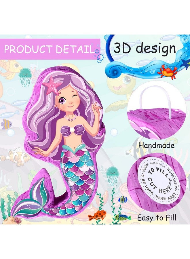 Suilung Mermaid Pinata Bundle 18.9 Inch Mermaid Party Supplies With Blindfold Bat And Filler For Under The Sea Mermaid Theme Birthday Party Carnival Activity Decorations - Image 3