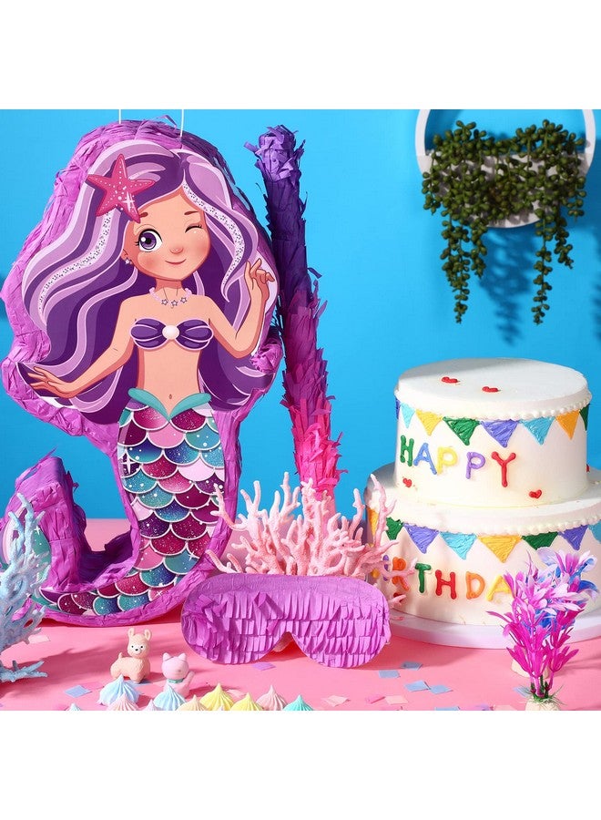 Suilung Mermaid Pinata Bundle 18.9 Inch Mermaid Party Supplies With Blindfold Bat And Filler For Under The Sea Mermaid Theme Birthday Party Carnival Activity Decorations - Image 4