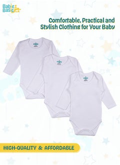 100% Super Soft Cotton, Long Sleeves Romper/Bodysuit, For New Born To 24Months, Set Of 3 - White - pzsku/ZB264BF85C4A26B4A412FZ/45/_/1723448242/cf9b7105-806c-4238-8a1c-5a1d2ae18a63