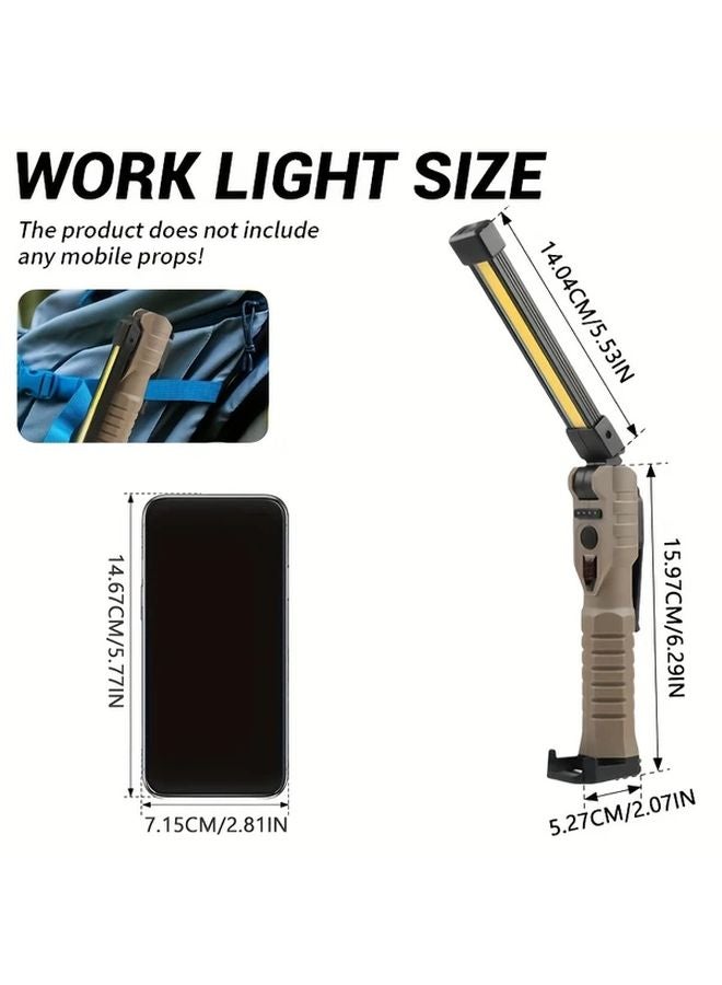 1pc Foldable COB Reading Flashlight With Magnetic Base Rechargeable Portable Emergency Lamp - Image 4