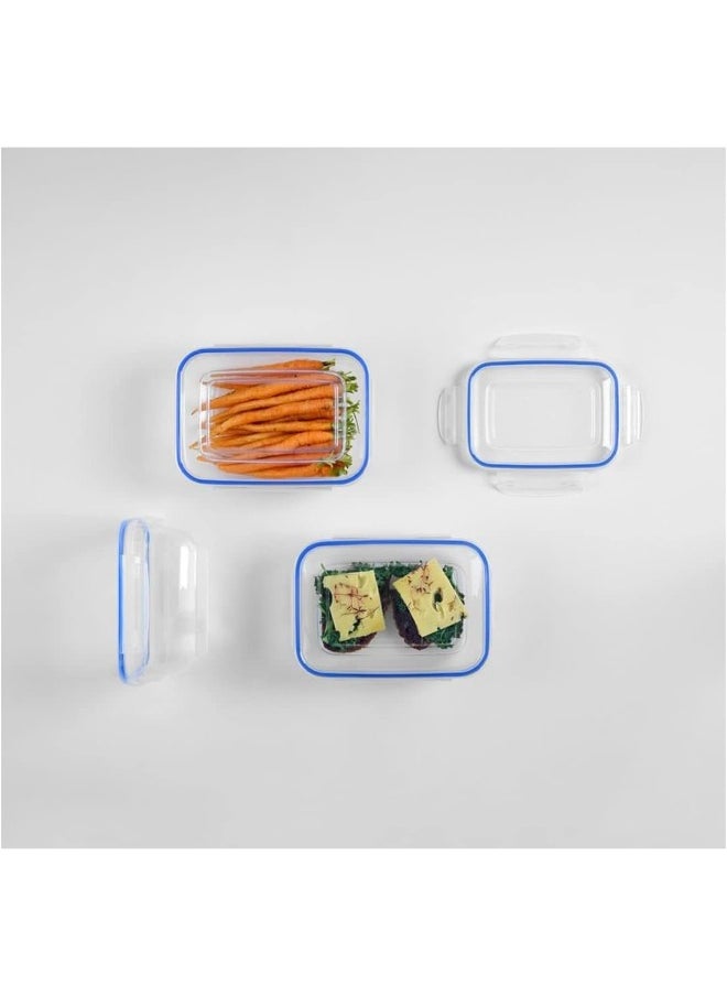 Dunia Fresh & Lock Blue Rectangular 4-Piece Container Set for Refrigerator with Airtight Lids - Storage Solution - BPA-Free | Lead-Free (Sizes: 550ml, 1000ml, 1800ml, 3000ml)