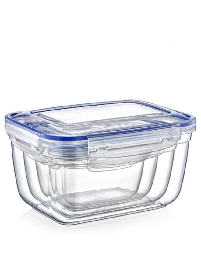 Dunia Fresh & Lock Blue Rectangular 4-Piece Container Set for Refrigerator with Airtight Lids - Storage Solution - BPA-Free | Lead-Free (Sizes: 550ml, 1000ml, 1800ml, 3000ml)