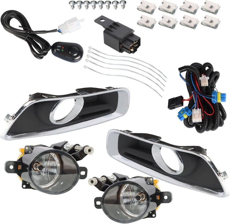 Silscvtt 2Pcs Fog Lights Assembly Replacement for 2013-2015 Chevy Malibu with Bulbs, Bezels, and Harness Switch Kit - Image 2