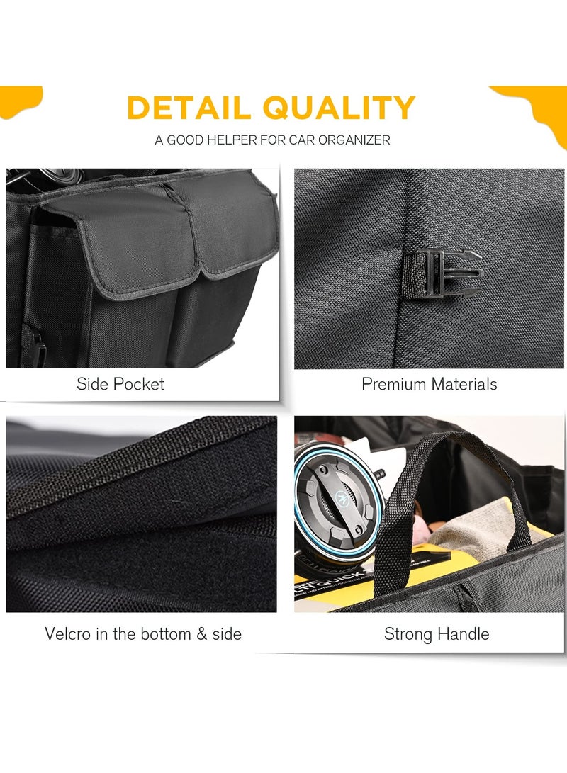SYOSI Trunk Organizer for Car Collapsible Multi Compartment Car Storage Waterproof Dust proof Adjustable Auto Grocery Large Storage Box Buckle design for Car SUV Truck and Backseat Accessories Black - Image 3