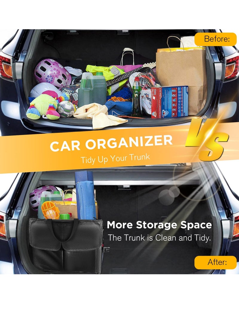 SYOSI Trunk Organizer for Car Collapsible Multi Compartment Car Storage Waterproof Dust proof Adjustable Auto Grocery Large Storage Box Buckle design for Car SUV Truck and Backseat Accessories Black - Image 4