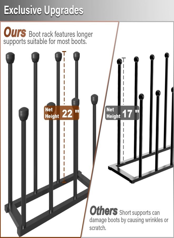 Tigerden 22.5 Inches Free Standing Shoe Racks, Tall Black Metal Boot Rack Organizer for 4 Pairs, Knee-High Boot Storage Shelf for Closet, Bedroom, Entryway, Hallway, Black - Image 2
