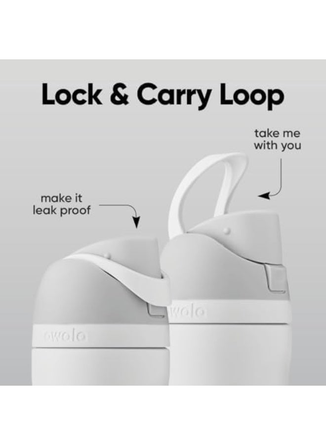 زجاجة مياه رياضية من الفولاذ المقاوم للصدأ معزولة بطبقتين من أوالا فري سيب، مزودة بماصة، خالية من مادة BPA، عبوة واحدة، 32 أونصة (أبيض) - Image 3