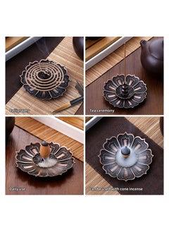 Y&D Lotus Stick Incense Burner, SYOSI Holder, Inscent Burner Disc for Stick, Coil, Cone with Ash Catcher, Mini Multipurpose Alloy Sandalwood (Brown, Two)  - Image 2
