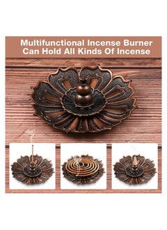 Y&D Lotus Stick Incense Burner, SYOSI Holder, Inscent Burner Disc for Stick, Coil, Cone with Ash Catcher, Mini Multipurpose Alloy Sandalwood (Brown, Two)  - Image 5