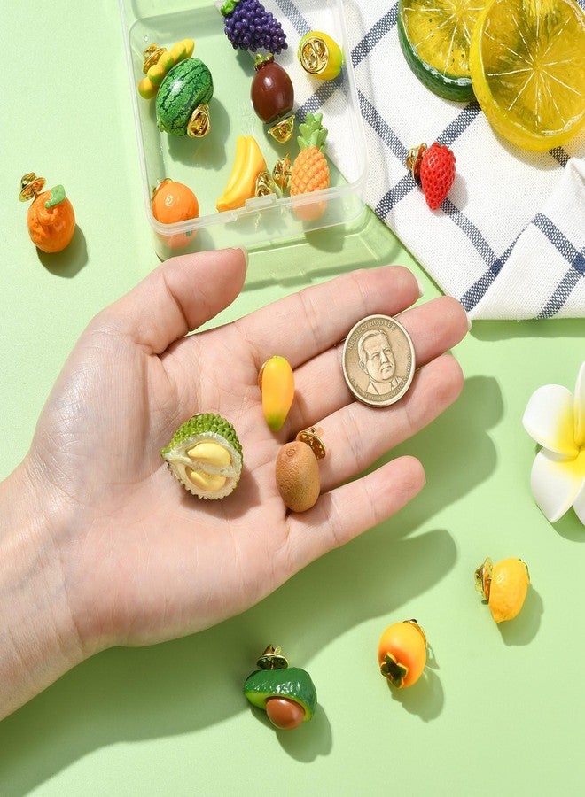 Ipotkitt 16 pcs 16 Styles Resin Fruit Brooches Strawberry Banana Lemon Grape Shape Alloy Lapel Pins for DIY Shirt Dress Suit Backpack Clothes Art Craft Supplies - Image 4