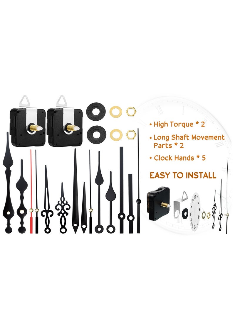 SYOSI 2 Pieces High Torque Long Shaft Clock Movement Mechanism with 5 Different Pairs of Hands DIY Clock Repair Parts Replacement - Image 4
