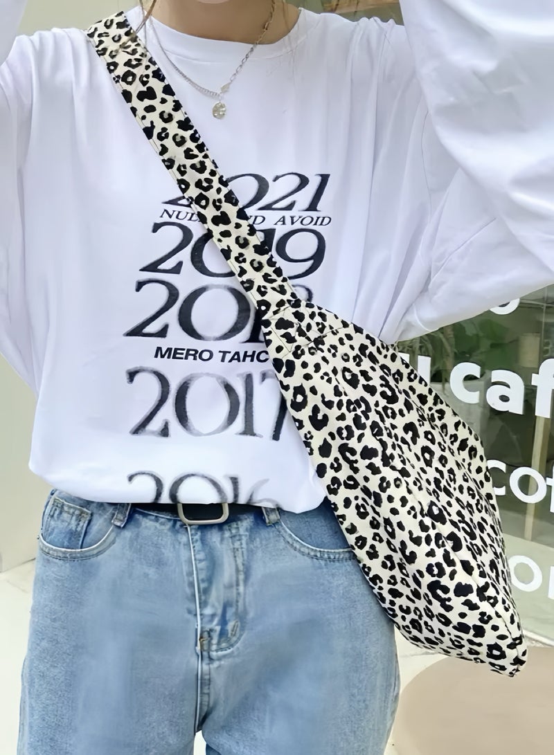Paraphrase Large Capacity Black and White Leopard Print Shoulder Bag for Women – Stylish & Practical Tote for Daily and Work Use - Image 2