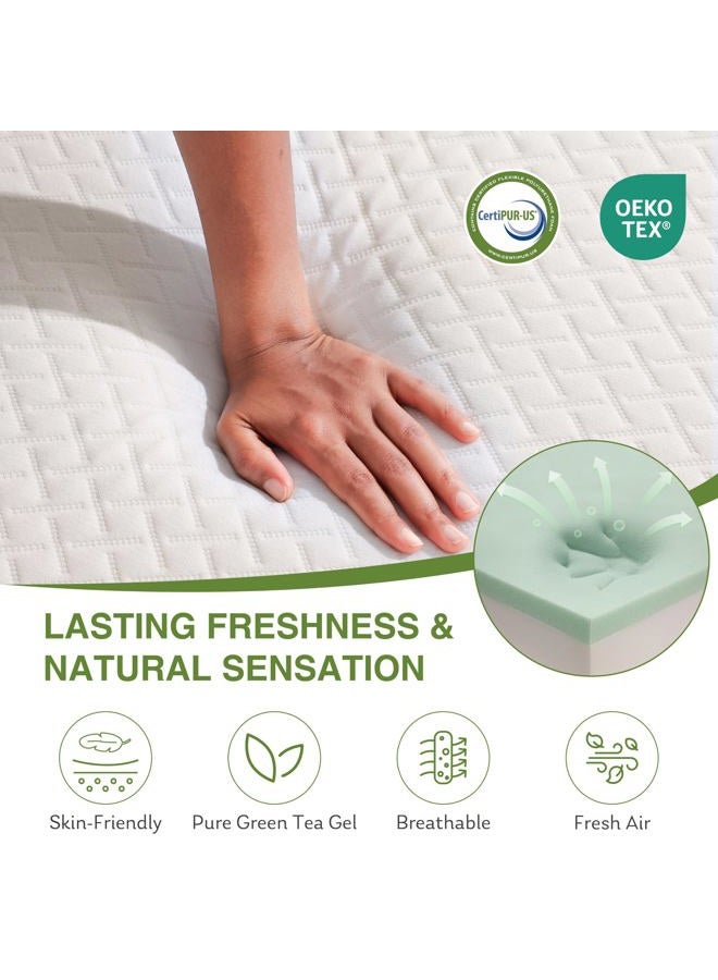 EGOHOME Twin XL Memory Foam Mattress, 6 Inch Bed Mattress in a Box with Cooling Green Tea Gel, Relieve Pressure with Medium Support, CertiPUR-US Certified, 80''L x 38''W, White - Image 4