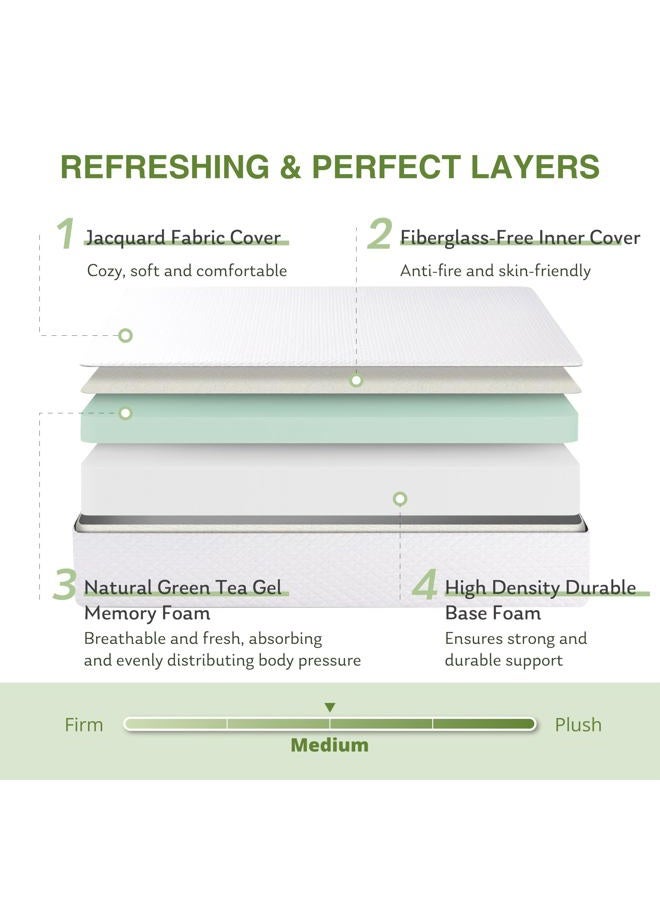 EGOHOME Twin XL Memory Foam Mattress, 6 Inch Bed Mattress in a Box with Cooling Green Tea Gel, Relieve Pressure with Medium Support, CertiPUR-US Certified, 80''L x 38''W, White - Image 2
