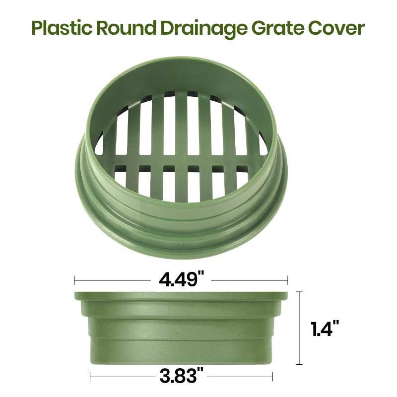 Calvana (2-Pack) Calvana 4â€ Plastic Round Drainage Grate Cover, Fits 4â€ Pipes, Prevents Debris, Ideal for Lawns, Patios, and Walkways, Durable UV-Resistant Plastic, Easy Installation, Green - Image 2