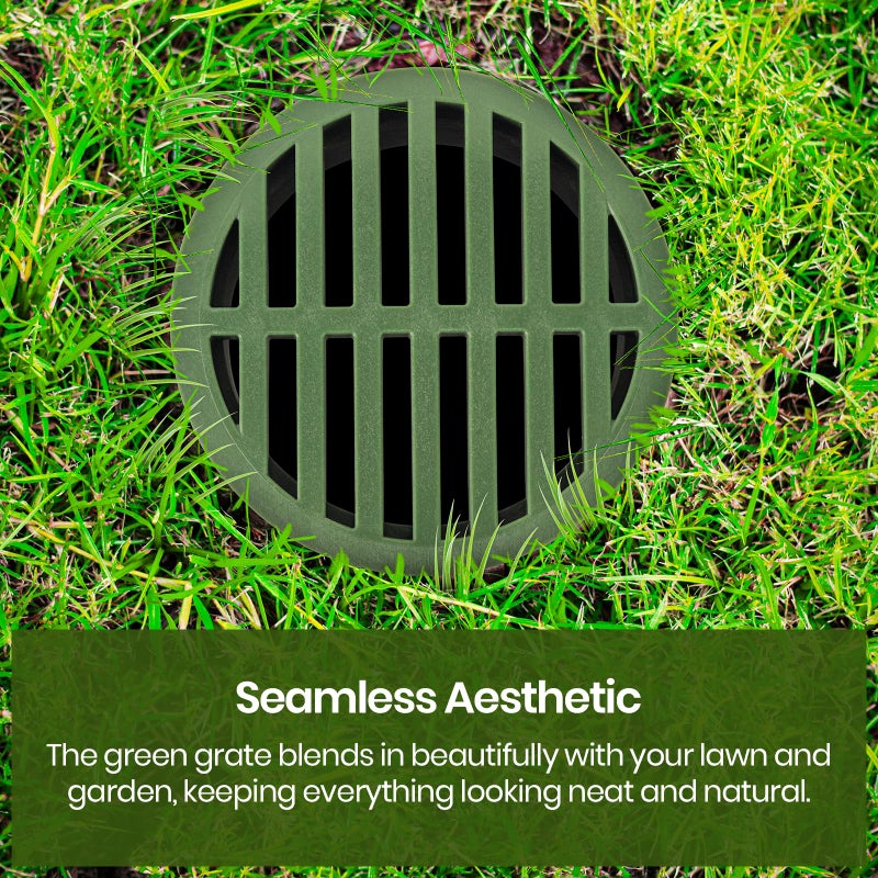 Calvana (2-Pack) Calvana 4â€ Plastic Round Drainage Grate Cover, Fits 4â€ Pipes, Prevents Debris, Ideal for Lawns, Patios, and Walkways, Durable UV-Resistant Plastic, Easy Installation, Green - Image 5