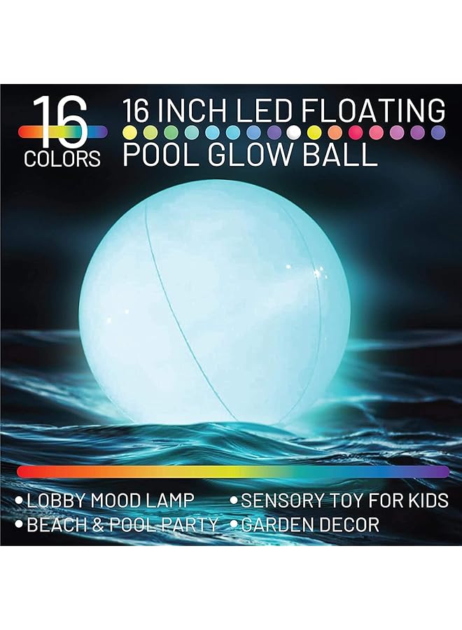 X spring Led Beach Ball 2Pcs 40Cm Beach Balls With 16 Rgb Light Modes For Kids And Adults Waterproof Pvc Glow In The Dark Beach Ball With Remote Control For Pool Parties And Outdoor Fun - Image 4