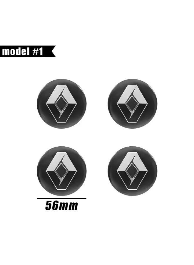 Renault 56mm Car Wheel Center Hub Cap Badge Emblem Sticker, OEM Style Replacement, ABS Durable Peel & Stick for Megane 2 Duster Logan Captur Clio - Image 1