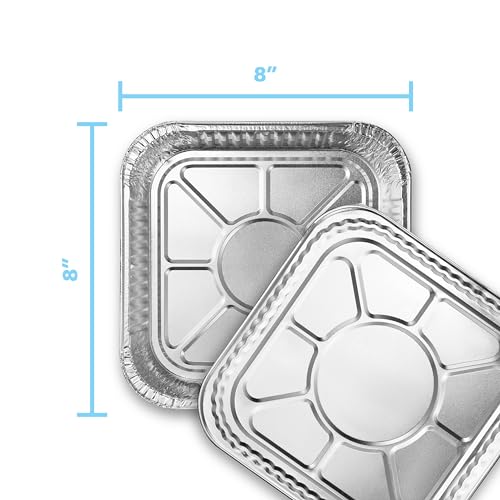 MontoPack 8” Disposable Aluminum Foil Square Baking Pans | 8 x 8 Cake Pan Tin for Broiling, Toaster Oven, Meal Prep, Roasting, Take Out | 20 Pack (8" X 8" With Lids) - Image 3