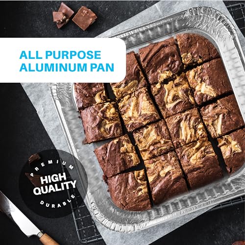 MontoPack 8” Disposable Aluminum Foil Square Baking Pans | 8 x 8 Cake Pan Tin for Broiling, Toaster Oven, Meal Prep, Roasting, Take Out | 20 Pack (8" X 8" With Lids) - Image 4
