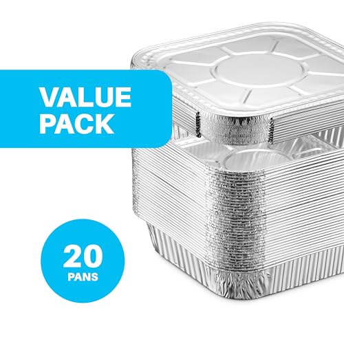 MontoPack 8” Disposable Aluminum Foil Square Baking Pans | 8 x 8 Cake Pan Tin for Broiling, Toaster Oven, Meal Prep, Roasting, Take Out | 20 Pack (8" X 8" With Lids) - Image 2