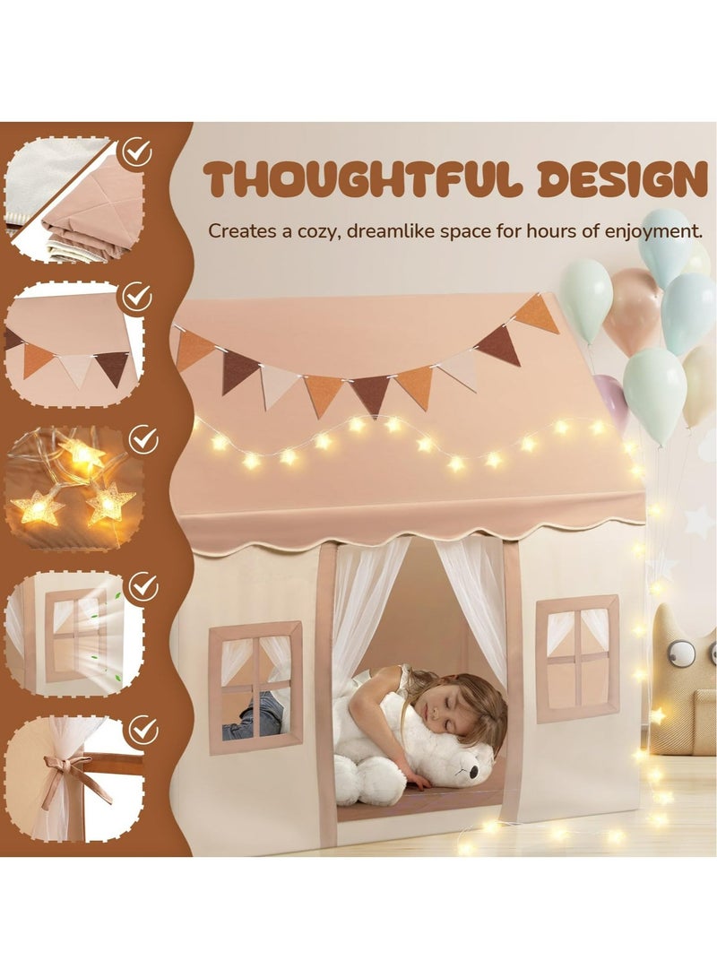 RollsTimi  Kids Castle Play Tent, Washable Mat And Lights Indoor Outdoor Fun - Image 3