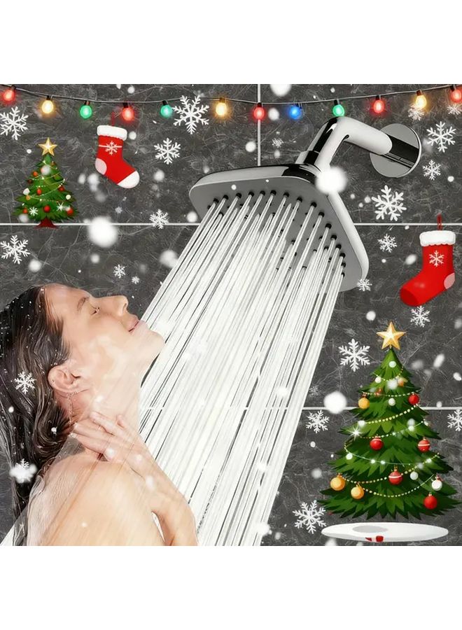 Fixed Showerhead Square Top Shower for Bath or Bathtub Wall Mounted 16 Spray Modes 11 Festival Settings Suitable for 10 People Easy Installation Silvery - Image 1