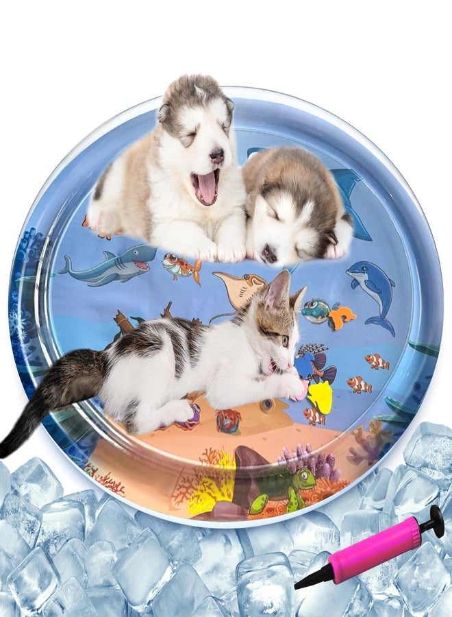 YumSur Sensor Water Playmat, Thickened Water Sensor Play Mat for Cats Dog, Thickened Sensory Water Play Mat for Cats with Fish for Pet Play, Cat dog Water Sensor Pad Water Playmat with Toy (Shark - 39 in) - Image 1