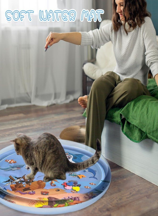 YumSur Sensor Water Playmat, Thickened Water Sensor Play Mat for Cats Dog, Thickened Sensory Water Play Mat for Cats with Fish for Pet Play, Cat dog Water Sensor Pad Water Playmat with Toy (Shark - 39 in) - Image 3